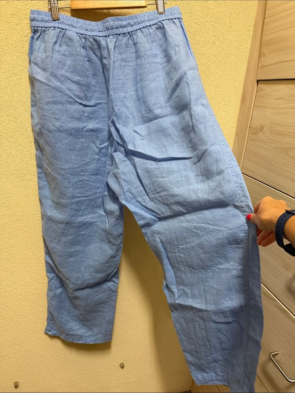 Banana Republic Light Blue Wide-Leg Linen Pants Size M #008